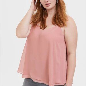 Torrid Sophie Chiffon Cami Tank Top Size 0 Pink V-Neck Adjustable Straps